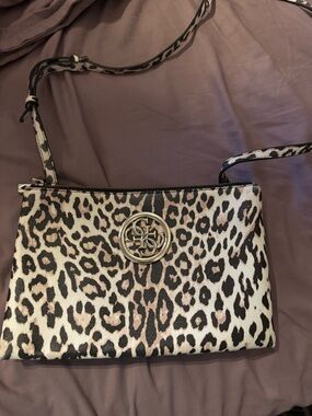Guess Leopard-Print Crossbody Bag with Gold Logo
